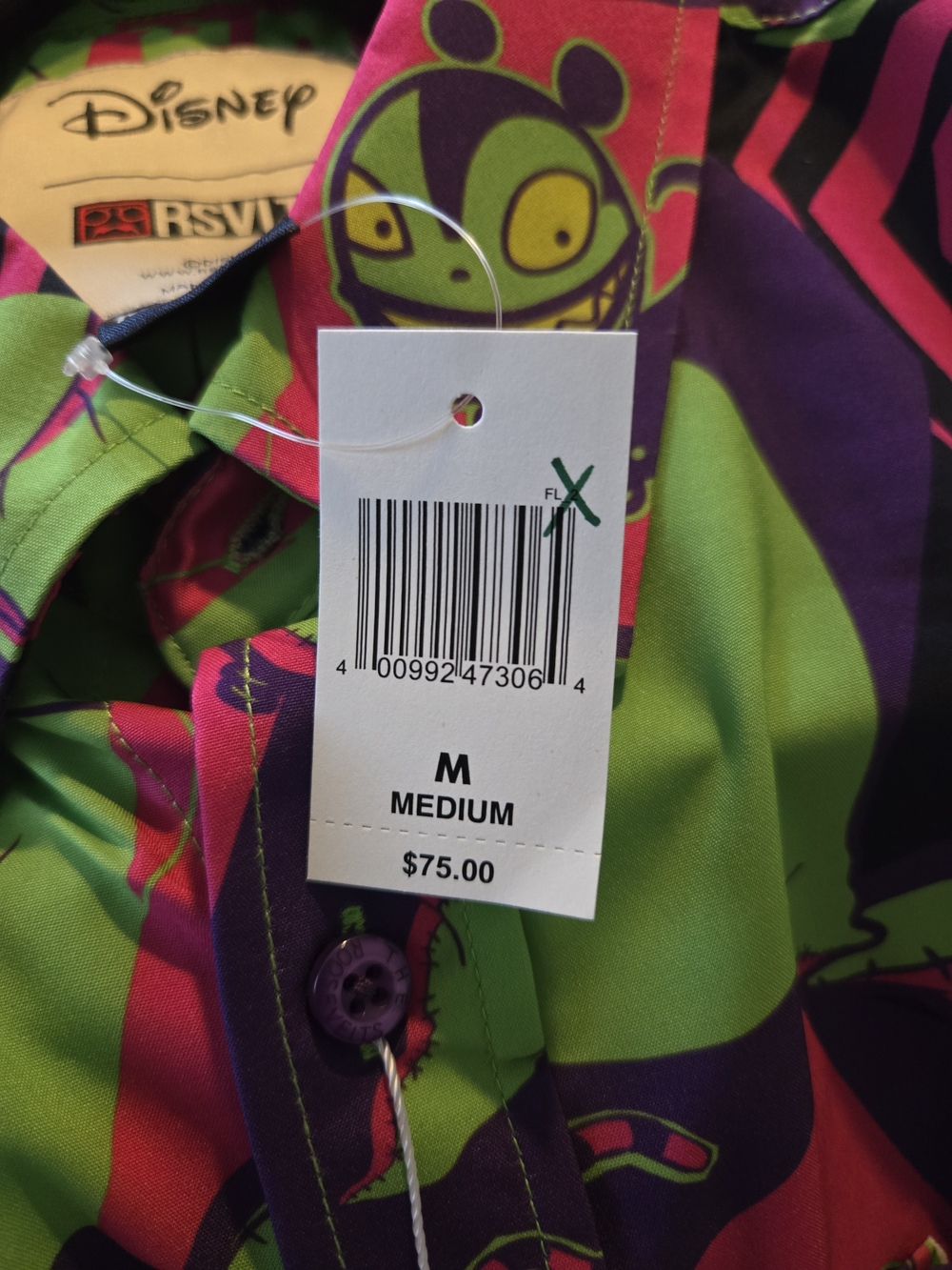 Disney Oogie Boogie Bash Halloween Men’s Button-Up Shirt Rare!!! NWT - Picture 6 of 6